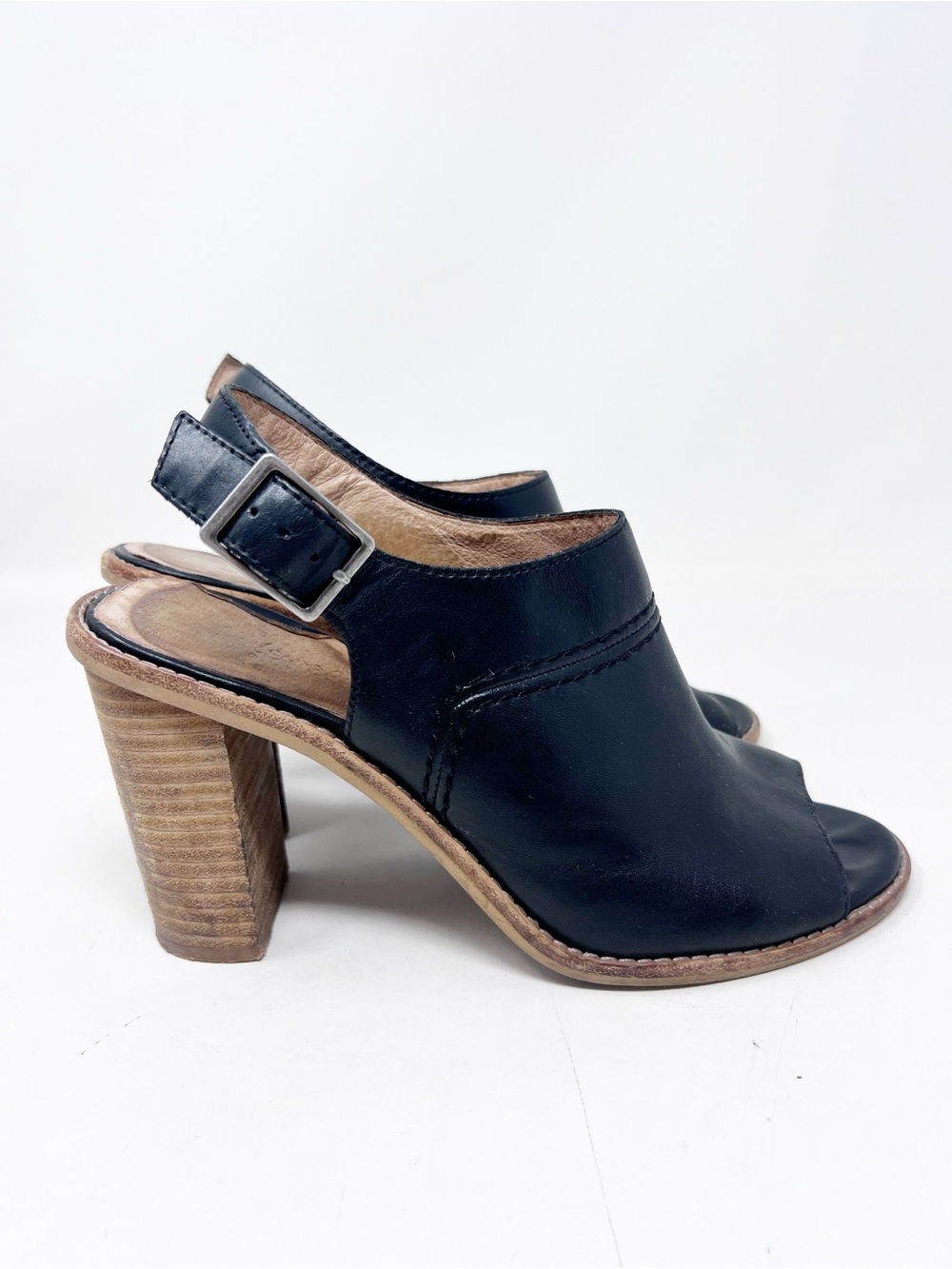 MADEWELL THE MARIE SANDAL BLACK LEATHER PEEP TOE BLOCK HEEL SZ 9